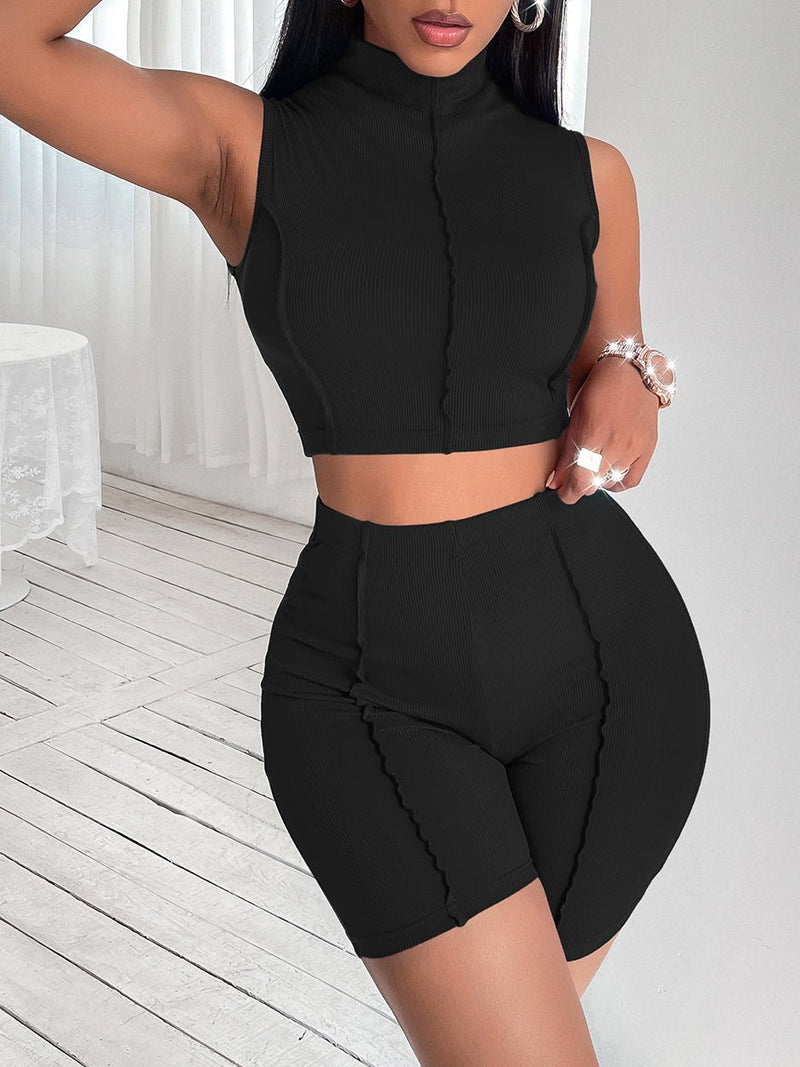 Women's Sets Sleeveless Crop Top & Shorts Sports Two-Piece Set - Sets - Instastyled | Online Fashion Free Shipping Clothing, Dresses, Tops, Shoes - 09/02/2022 - 30-40 - Bottoms
