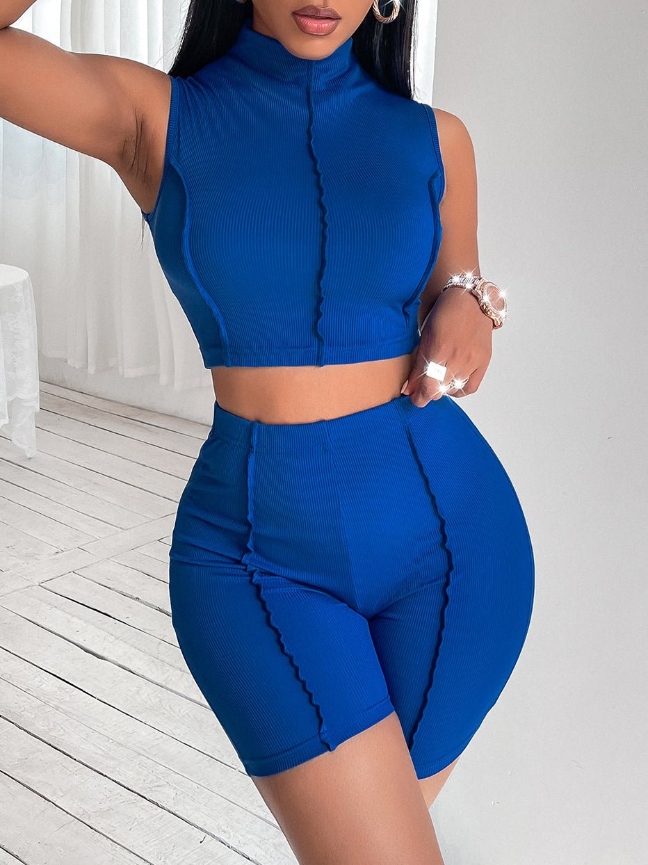 Women's Sets Sleeveless Crop Top & Shorts Sports Two-Piece Set - Sets - Instastyled | Online Fashion Free Shipping Clothing, Dresses, Tops, Shoes - 09/02/2022 - 30-40 - Bottoms