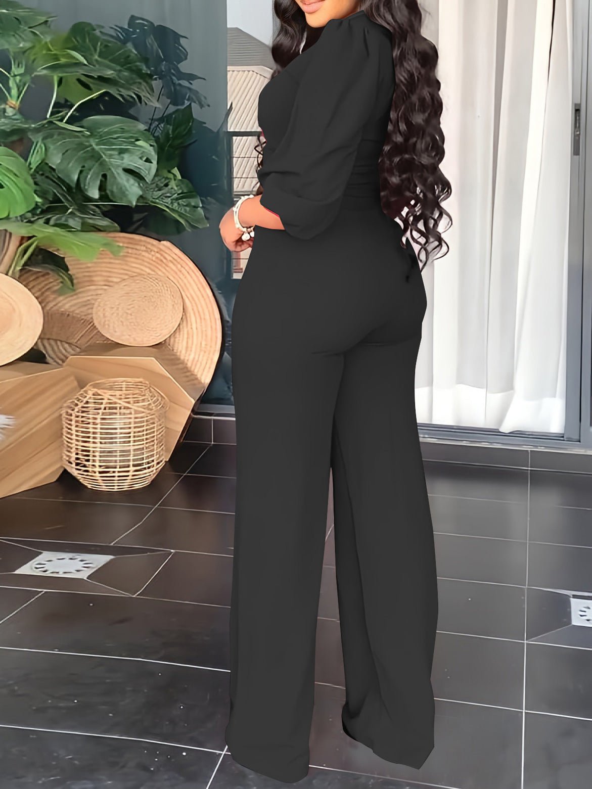 Women's Sets Solid Balloon Sleeve Top & Pants Casual Two-Piece Set - Sets - Instastyled | Online Fashion Free Shipping Clothing, Dresses, Tops, Shoes - 25/07/2022 - 40-50 - bottoms