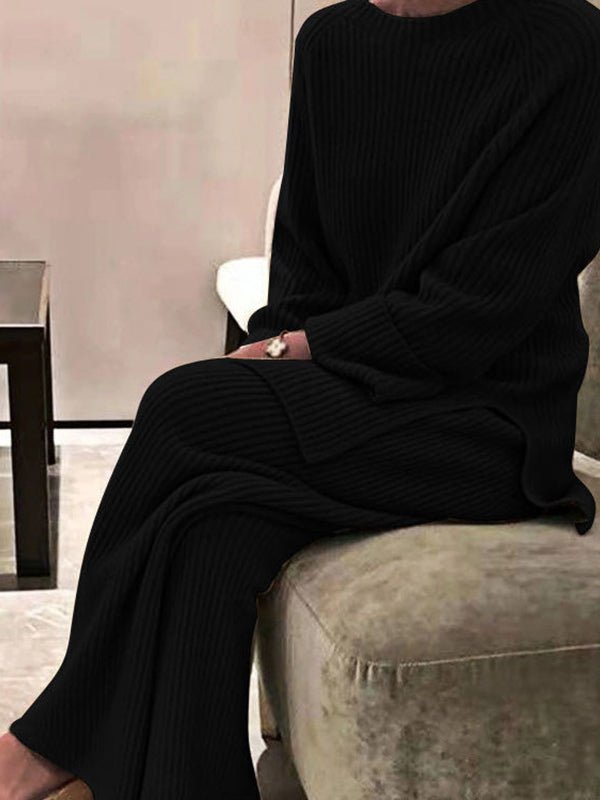 Women's Sets Solid Knitted Long Sleeve Sweater Pants Casual Two-piece Suit - Sets - Instastyled | Online Fashion Free Shipping Clothing, Dresses, Tops, Shoes - 40-50 - 6/1/2023 - bottoms