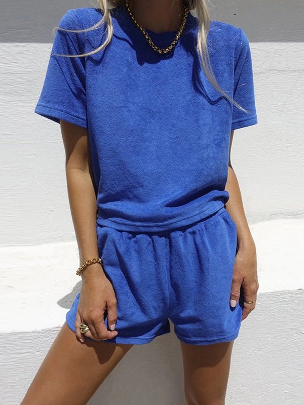 Women's Sets Solid Simple T-Shirt & Shorts Two-Piece Set - Sets - Instastyled | Online Fashion Free Shipping Clothing, Dresses, Tops, Shoes - 06/06/2022 - 30-40 - Bottoms