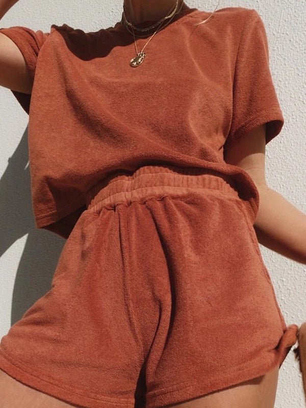 Women's Sets Solid Simple T-Shirt & Shorts Two-Piece Set - Sets - Instastyled | Online Fashion Free Shipping Clothing, Dresses, Tops, Shoes - 06/06/2022 - 30-40 - Bottoms