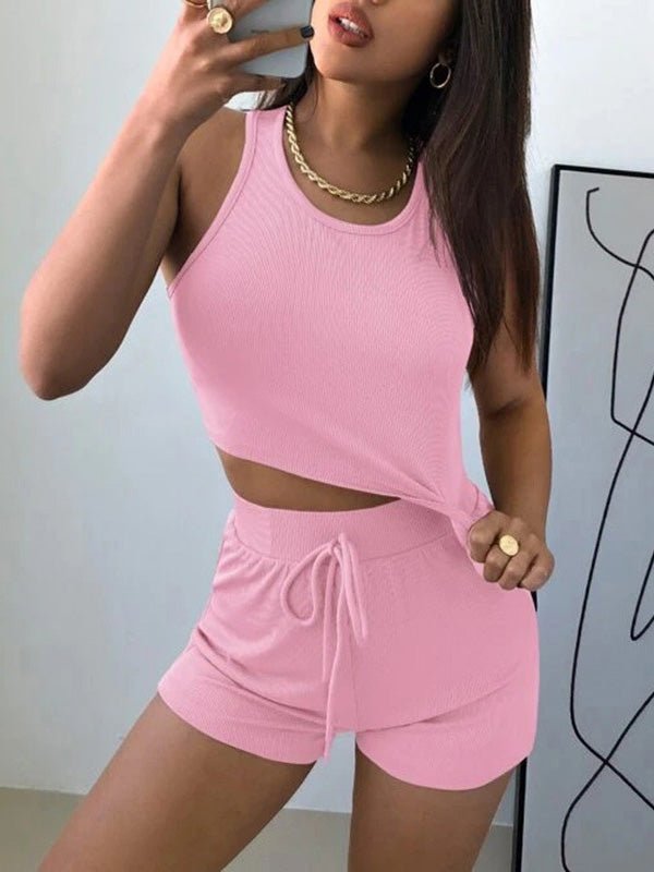 Women's Sets Solid Tank Top & Shorts Casual Two-Piece Set - Sets - Instastyled | Online Fashion Free Shipping Clothing, Dresses, Tops, Shoes - 20-30 - 25/03/2022 - Bottoms