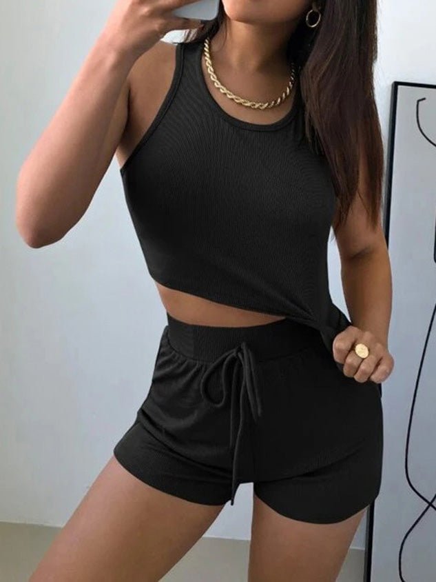 Women's Sets Solid Tank Top & Shorts Casual Two-Piece Set - Sets - Instastyled | Online Fashion Free Shipping Clothing, Dresses, Tops, Shoes - 20-30 - 25/03/2022 - Bottoms