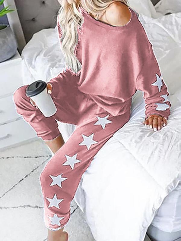 Women's Sets Star Print Long Sleeve Casual Two-Piece Suit - Sets - INS | Online Fashion Free Shipping Clothing, Dresses, Tops, Shoes - 18/10/2021 - 30-40 - Bottom