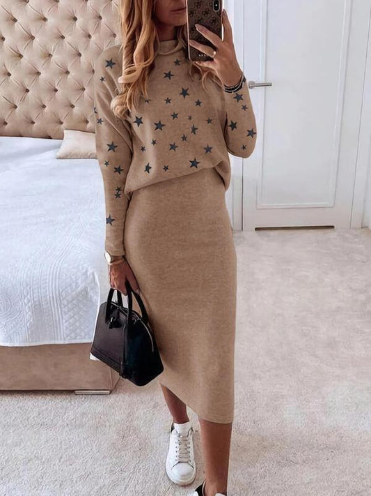 Women's Sets Star Print Long Sleeve Top & Pants Casual Two-Piece Suit - Sets - INS | Online Fashion Free Shipping Clothing, Dresses, Tops, Shoes - 24/09/2021 - 40-50 - Bottom