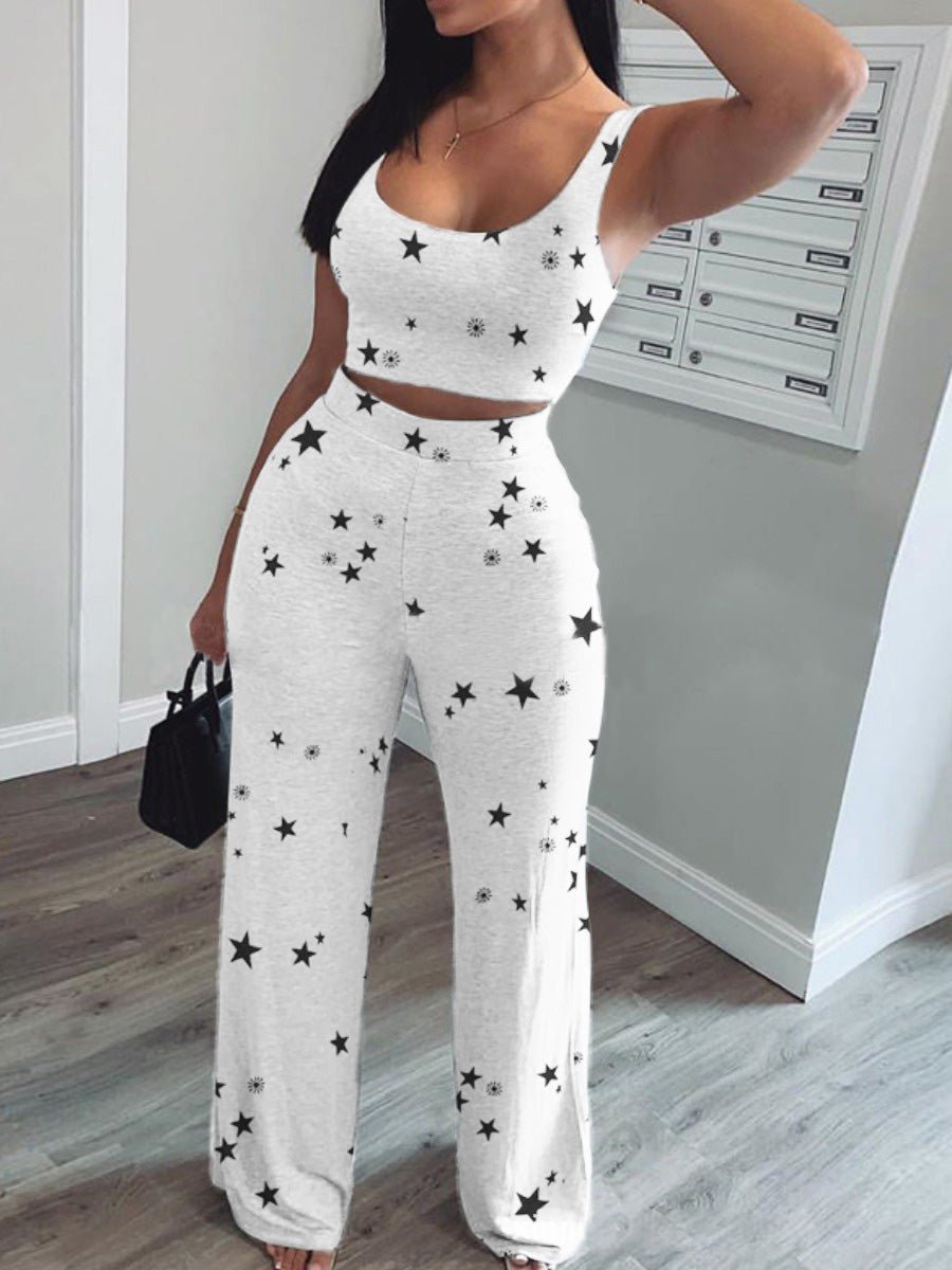 Women's Sets Star Print Tank Top & Pants Casual Two-Piece Set - Sets - Instastyled | Online Fashion Free Shipping Clothing, Dresses, Tops, Shoes - 23/02/2022 - 30-40 - Bottoms