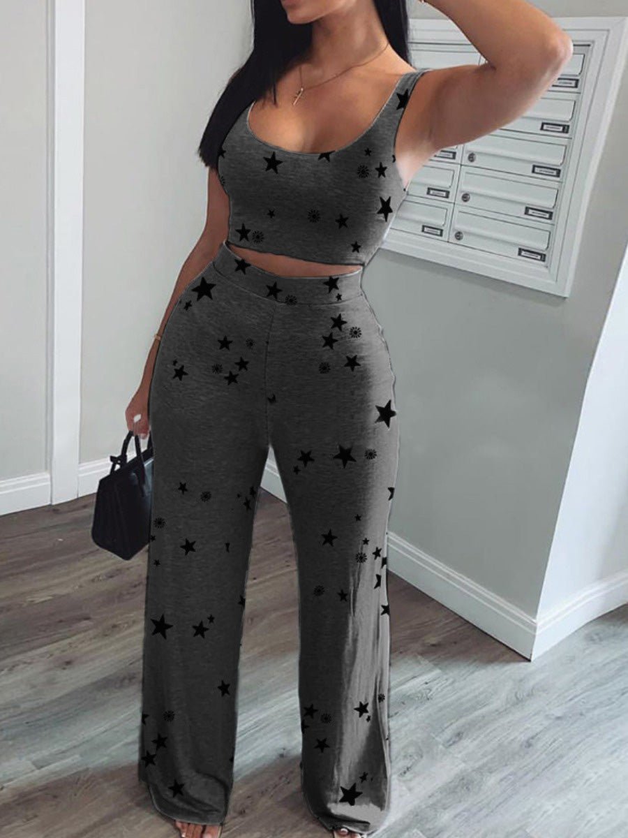 Women's Sets Star Print Tank Top & Pants Casual Two-Piece Set - Sets - Instastyled | Online Fashion Free Shipping Clothing, Dresses, Tops, Shoes - 23/02/2022 - 30-40 - Bottoms