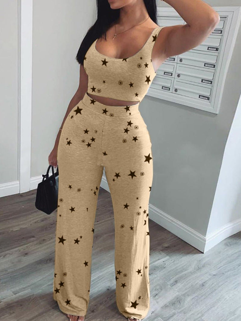 Women's Sets Star Print Tank Top & Pants Casual Two-Piece Set - Sets - Instastyled | Online Fashion Free Shipping Clothing, Dresses, Tops, Shoes - 23/02/2022 - 30-40 - Bottoms