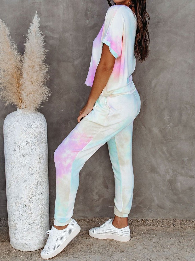 Women's Sets Tie-Dye Print Short Sleeve T-Shirts & Pants Two-Piece Set - Sets - Instastyled | Online Fashion Free Shipping Clothing, Dresses, Tops, Shoes - 21/07/2022 - 30-40 - bottoms