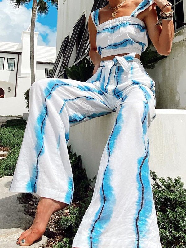 Women's Sets Tie-Dye Print Tank Top & Wide Leg Pants Two-Piece Set - Sets - Instastyled | Online Fashion Free Shipping Clothing, Dresses, Tops, Shoes - 17/03/2022 - 40-50 - Bottoms