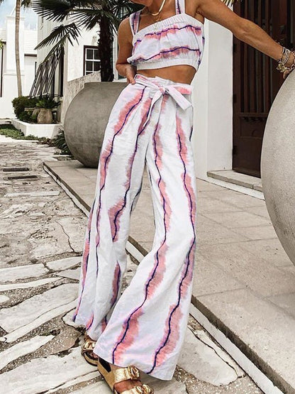 Women's Sets Tie-Dye Print Tank Top & Wide Leg Pants Two-Piece Set - Sets - Instastyled | Online Fashion Free Shipping Clothing, Dresses, Tops, Shoes - 17/03/2022 - 40-50 - Bottoms