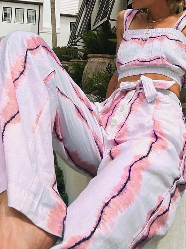 Women's Sets Tie-Dye Print Tank Top & Wide Leg Pants Two-Piece Set - Sets - Instastyled | Online Fashion Free Shipping Clothing, Dresses, Tops, Shoes - 17/03/2022 - 40-50 - Bottoms