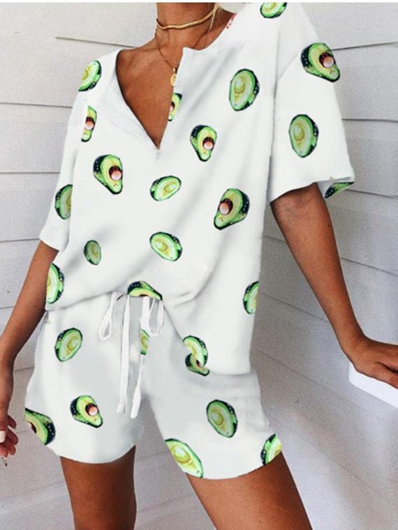 Women's Sets V-Neck Short Sleeve Top & Shorts Two Piece Set - Sets - Instastyled | Online Fashion Free Shipping Clothing, Dresses, Tops, Shoes - 30-40 - 31/05/2022 - Bottoms