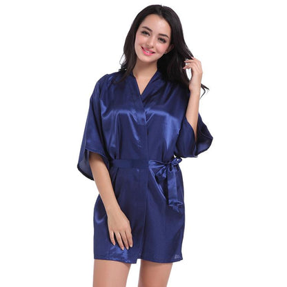 Women's Short Satin Wrap Robe - Robes - INS | Online Fashion Free Shipping Clothing, Dresses, Tops, Shoes - 04/03/2021 - 2XL - Black