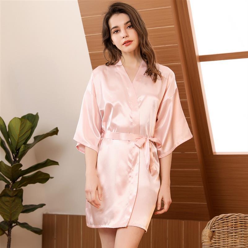 Women's Short Satin Wrap Robe - Robes - INS | Online Fashion Free Shipping Clothing, Dresses, Tops, Shoes - 04/03/2021 - 2XL - Black