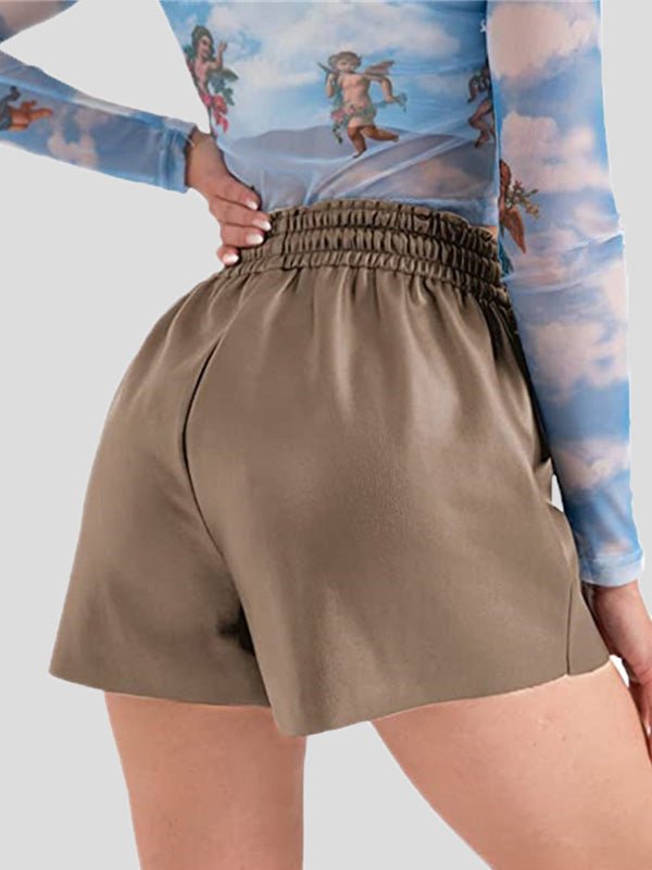 Women's Shorts Casual Drawstring PU Leather Short - Shorts - Instastyled | Online Fashion Free Shipping Clothing, Dresses, Tops, Shoes - 12/04/2022 - 30-40 - Bottoms