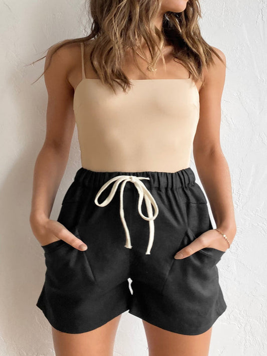 Women's Shorts Casual Lace-Up Pocket Track Shorts - Shorts - Instastyled | Online Fashion Free Shipping Clothing, Dresses, Tops, Shoes - 24/04/2022 - Bottoms - Color_Black