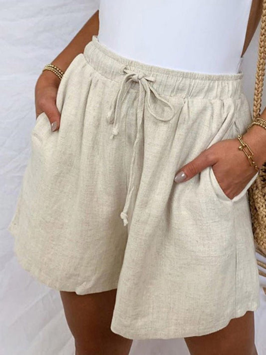 Women's Shorts Casual Pocket Elastic Waist Lace-Up Shorts - Shorts - Instastyled | Online Fashion Free Shipping Clothing, Dresses, Tops, Shoes - 20-30 - 21/06/2022 - Bottoms