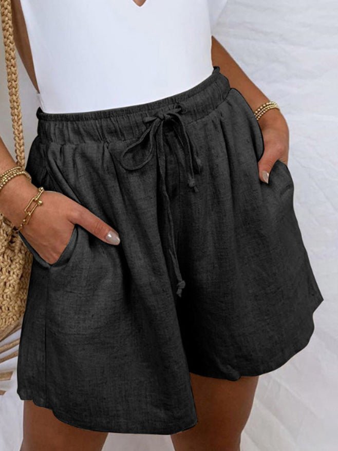 Women's Shorts Casual Pocket Elastic Waist Lace-Up Shorts - Shorts - Instastyled | Online Fashion Free Shipping Clothing, Dresses, Tops, Shoes - 20-30 - 21/06/2022 - Bottoms