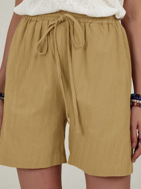 Women's Shorts Casual Solid Drawstring Cotton Linen Short - Shorts - Instastyled | Online Fashion Free Shipping Clothing, Dresses, Tops, Shoes - 19/05/2022 - 20-30 - Bottoms