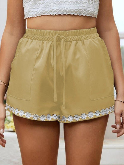Women's Shorts Loose Lace Stretch Lace-Up Shorts - Shorts - Instastyled | Online Fashion Free Shipping Clothing, Dresses, Tops, Shoes - 09/03/2022 - 20-30 - Bottoms