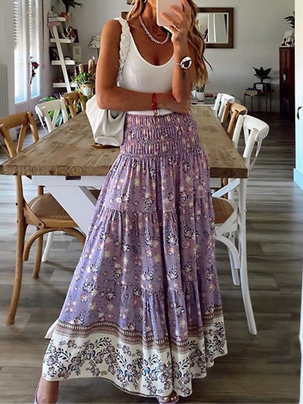 Women's Skirts Casual High Waist Printed Long Skirt - Skirts - Instastyled | Online Fashion Free Shipping Clothing, Dresses, Tops, Shoes - 26/05/2022 - 30-40 - Bottoms