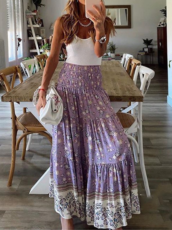 Women's Skirts Casual High Waist Printed Long Skirt - Skirts - Instastyled | Online Fashion Free Shipping Clothing, Dresses, Tops, Shoes - 26/05/2022 - 30-40 - Bottoms