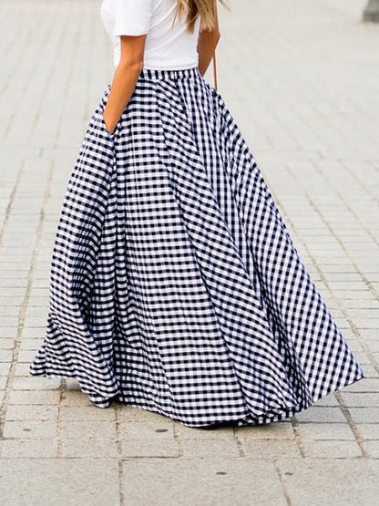 Women's Skirts High Waist Check Print Pocket Skirt - Skirts - Instastyled | Online Fashion Free Shipping Clothing, Dresses, Tops, Shoes - 23/06/2022 - 30-40 - Bottoms