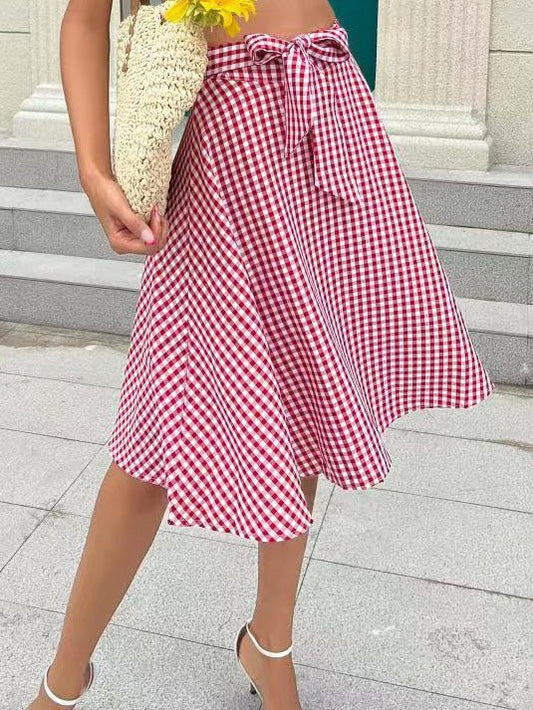 Women's Skirts Plaid Print Lace-Up Casual Skirt - Skirts - Instastyled | Online Fashion Free Shipping Clothing, Dresses, Tops, Shoes - 01/08/2022 - 30-40 - bottoms