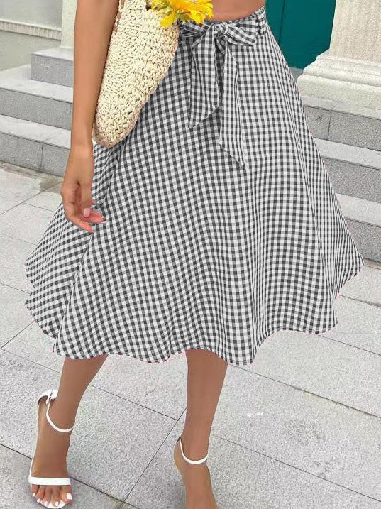 Women's Skirts Plaid Print Lace-Up Casual Skirt - Skirts - Instastyled | Online Fashion Free Shipping Clothing, Dresses, Tops, Shoes - 01/08/2022 - 30-40 - bottoms
