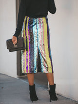 Women's Skirts Rainbow Sequin Split Hip Skirt - Skirts - Instastyled | Online Fashion Free Shipping Clothing, Dresses, Tops, Shoes - 07/01/2022 - 40-50 - Bottoms