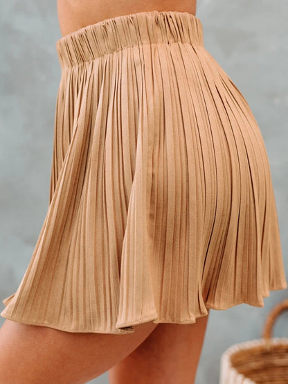 Women's Skirts Solid Elastic Waist Pleated Mini Skirt - Skirts - Instastyled | Online Fashion Free Shipping Clothing, Dresses, Tops, Shoes - 04/08/2022 - 20-30 - bottoms