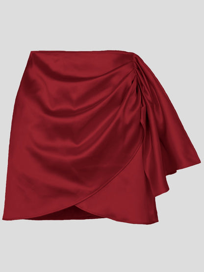 Women's Skirts Solid Satin High Waist Irregular Skirt - Skirts - Instastyled | Online Fashion Free Shipping Clothing, Dresses, Tops, Shoes - 20-30 - 25/04/2022 - Bottoms