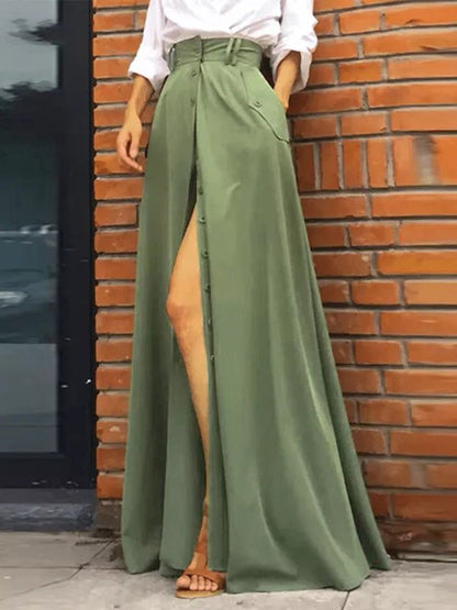 Women's Skirts Solid Single-Breasted Pocket Slit Skirt - Skirts - Instastyled | Online Fashion Free Shipping Clothing, Dresses, Tops, Shoes - 24/09/2022 - 30-40 - bottoms