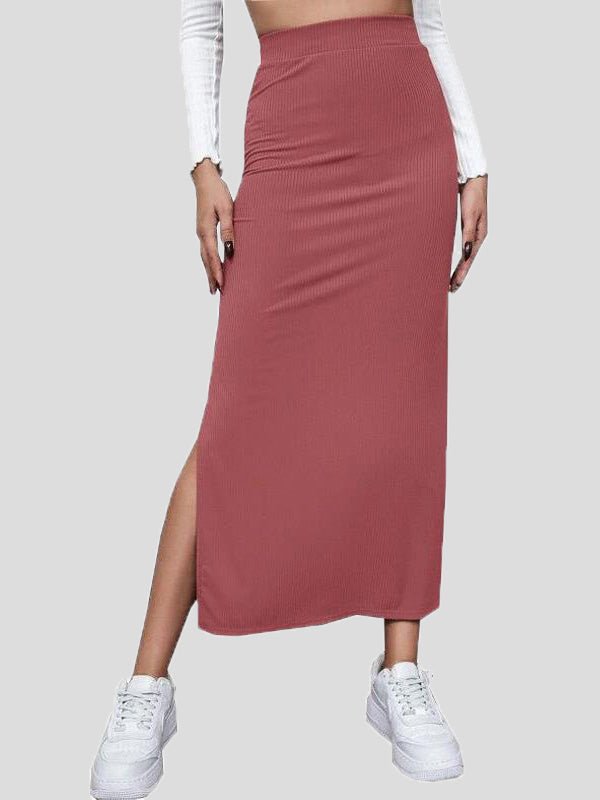 Women's Skirts Solid Slim Fit Slit Long Skirt - Skirts - Instastyled | Online Fashion Free Shipping Clothing, Dresses, Tops, Shoes - 01/09/2022 - 20-30 - bottoms