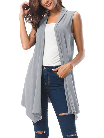 Women's Sleeveless Draped Open Front Cardigan - Cardigan - INS | Online Fashion Free Shipping Clothing, Dresses, Tops, Shoes - 15/3/2021 - 2XL - Black