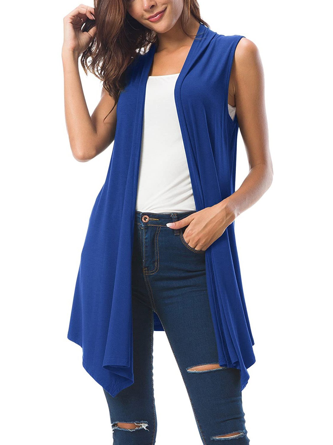 Women's Sleeveless Draped Open Front Cardigan - Cardigan - INS | Online Fashion Free Shipping Clothing, Dresses, Tops, Shoes - 15/3/2021 - 2XL - Black