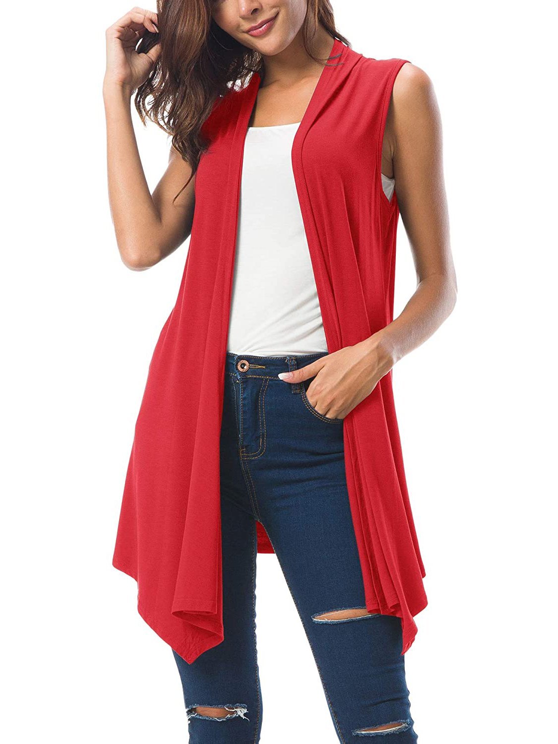 Women's Sleeveless Draped Open Front Cardigan - Cardigan - INS | Online Fashion Free Shipping Clothing, Dresses, Tops, Shoes - 15/3/2021 - 2XL - Black