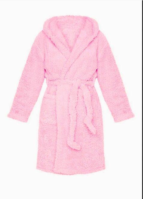 Womens Soft Cute Warm Long Fleece Plush Robe with Hood - Robes - INS | Online Fashion Free Shipping Clothing, Dresses, Tops, Shoes - 03/03/2021 - Color_Pink - Khkai
