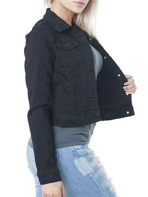 Women's Solid Color Denim Bomber Jacket - Jackets - INS | Online Fashion Free Shipping Clothing, Dresses, Tops, Shoes - 2XL - Black - Color_Black