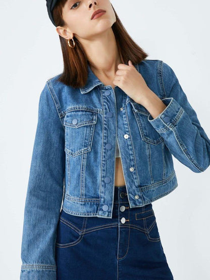 Women's Stevie Trucker Jacket with Contrast Collar - Coats & Jackets - INS | Online Fashion Free Shipping Clothing, Dresses, Tops, Shoes - 03/05/2021 - Blue - Casual