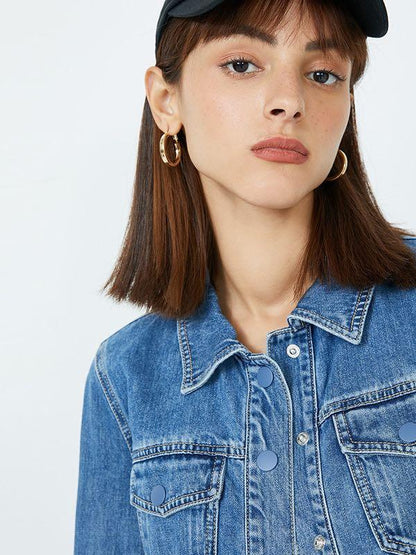 Women's Stevie Trucker Jacket with Contrast Collar - Coats & Jackets - INS | Online Fashion Free Shipping Clothing, Dresses, Tops, Shoes - 03/05/2021 - Blue - Casual