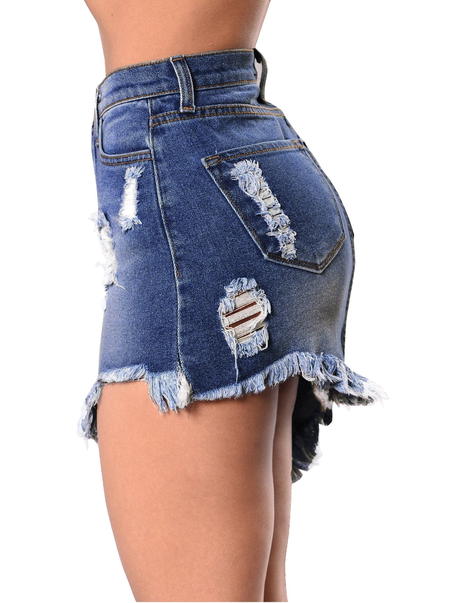 Women's Stretchy High Waist Butt-Lifting Bodycon Ripped Denim Jean Mini Skirts - Skirts - INS | Online Fashion Free Shipping Clothing, Dresses, Tops, Shoes - 10/05/2021 - Color_Black - Color_Dark Blue