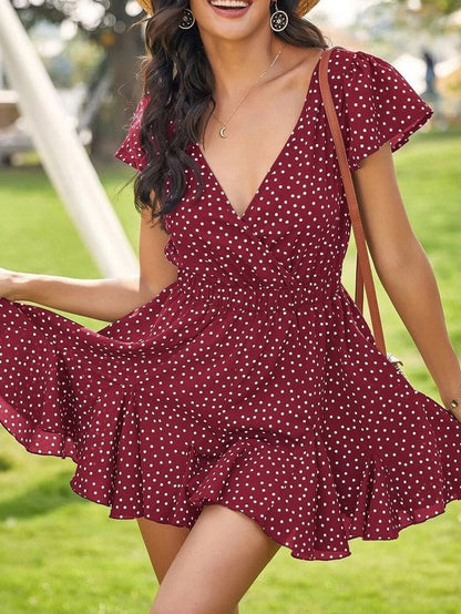 Women's Stylish Floral V-neck Dress - Dresses - INS | Online Fashion Free Shipping Clothing, Dresses, Tops, Shoes - Best Seller - Black - Color_Black