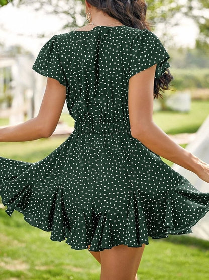 Women's Stylish Floral V-neck Dress - Dresses - INS | Online Fashion Free Shipping Clothing, Dresses, Tops, Shoes - Best Seller - Black - Color_Black