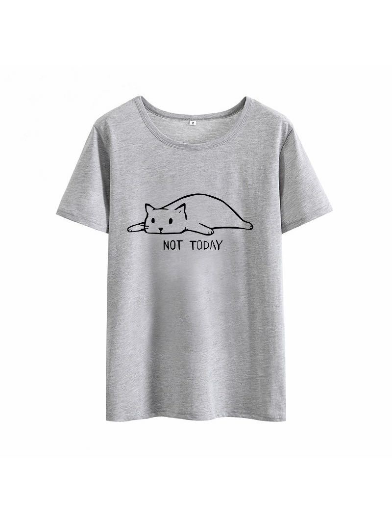 Women's Stylish Lazy Cat Print Comfort T-Shirt - T-Shirts - INS | Online Fashion Free Shipping Clothing, Dresses, Tops, Shoes - 02/22/2021 - 2XL - Casual