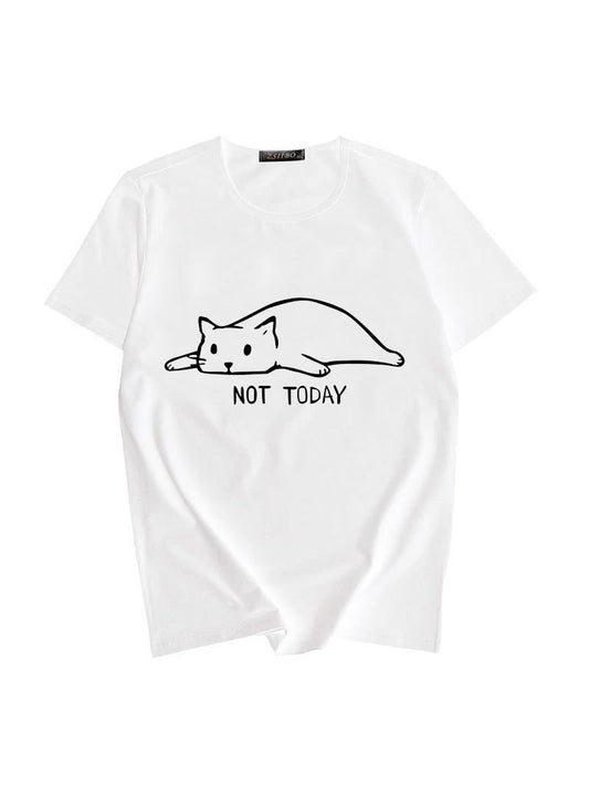 Women's Stylish Lazy Cat Print Comfort T-Shirt - T-Shirts - INS | Online Fashion Free Shipping Clothing, Dresses, Tops, Shoes - 02/22/2021 - 2XL - Casual