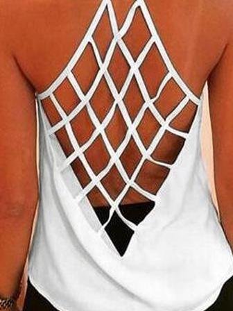 Women's Summer Hollow Back Top - Tank Tops - INS | Online Fashion Free Shipping Clothing, Dresses, Tops, Shoes - 18/05/2021 - Color_Black - Color_White