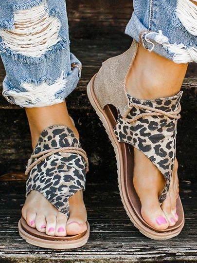 Women's Summer Leopard Printed Zipper Flat Sandals - INS | Online Fashion Free Shipping Clothing, Dresses, Tops, Shoes